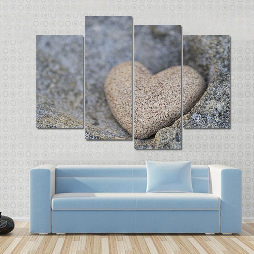 Sand Look Alike Heart Canvas Wall Art-4 Pop-Gallery Wrap-50" x 32"-Tiaracle