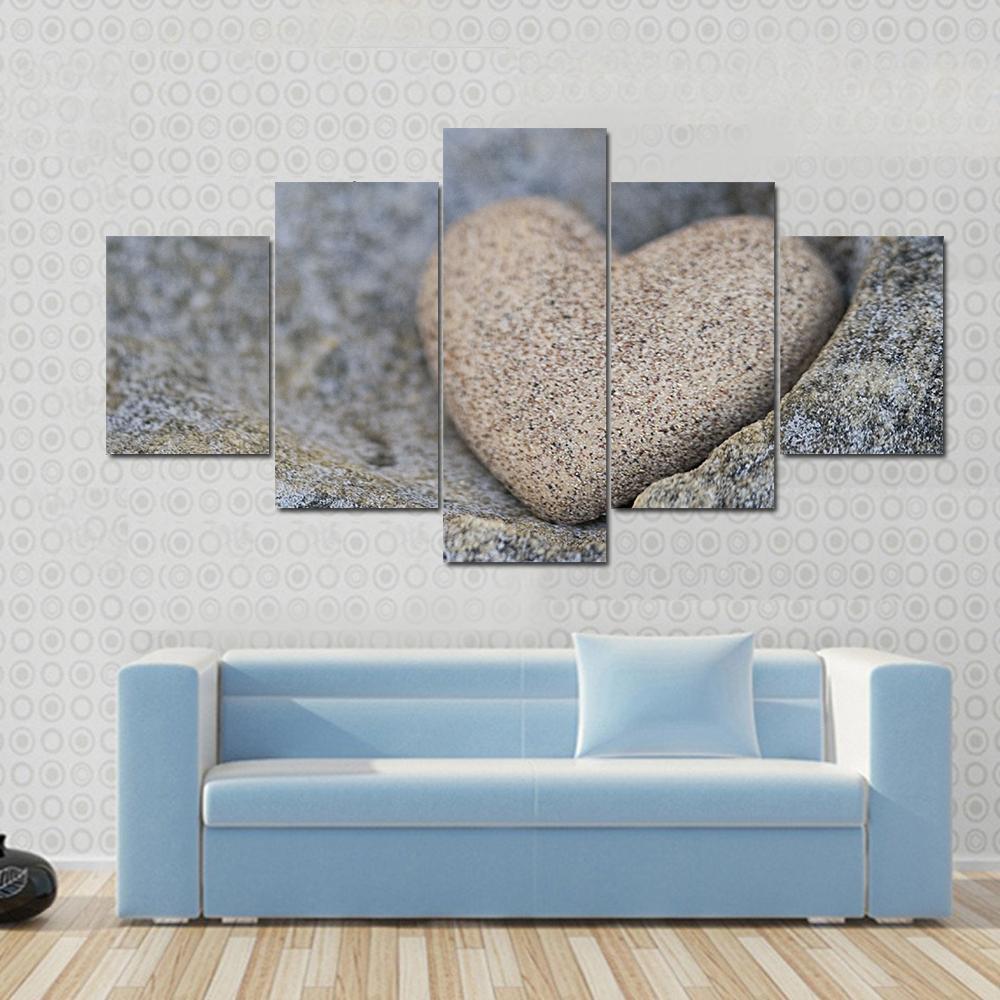 Sand Look Alike Heart Canvas Wall Art-5 Star-Gallery Wrap-62" x 32"-Tiaracle