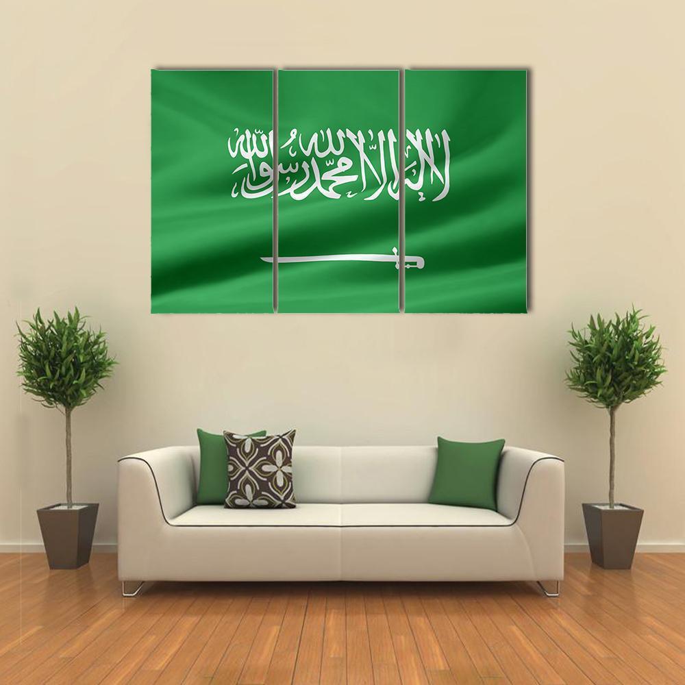 Saudi Arabia Flag Canvas Wall Art-3 Horizontal-Gallery Wrap-37" x 24"-Tiaracle