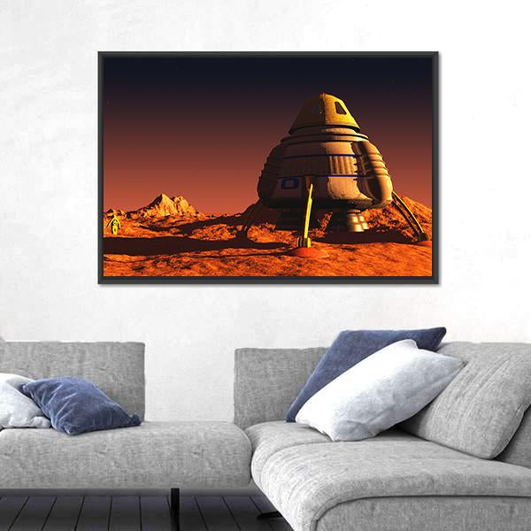 Scene Of The Astronaut On Mars Canvas Wall Art-3 Horizontal-Gallery Wrap-25" x 16"-Tiaracle