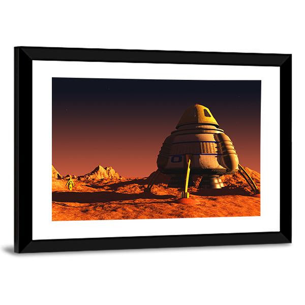 Scene Of The Astronaut On Mars Canvas Wall Art-3 Horizontal-Gallery Wrap-25" x 16"-Tiaracle