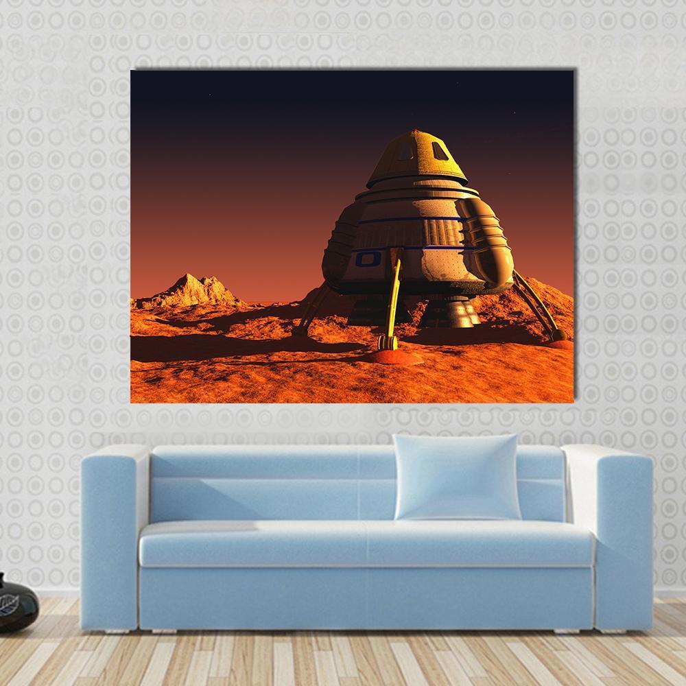 Scene Of The Astronaut On Mars Canvas Wall Art-1 Piece-Gallery Wrap-48" x 32"-Tiaracle