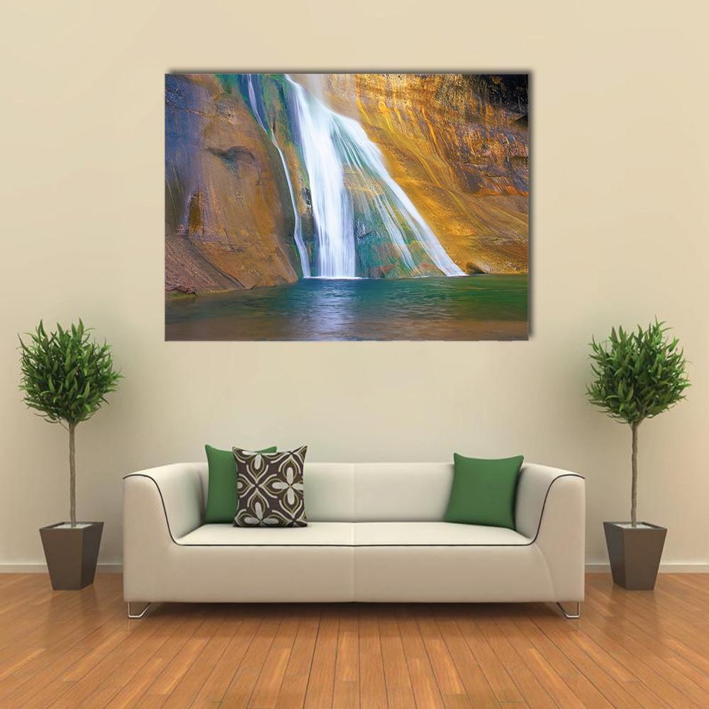 Lower Calf Creek Falls Canvas Wall Art-1 Piece-Gallery Wrap-48" x 32"-Tiaracle