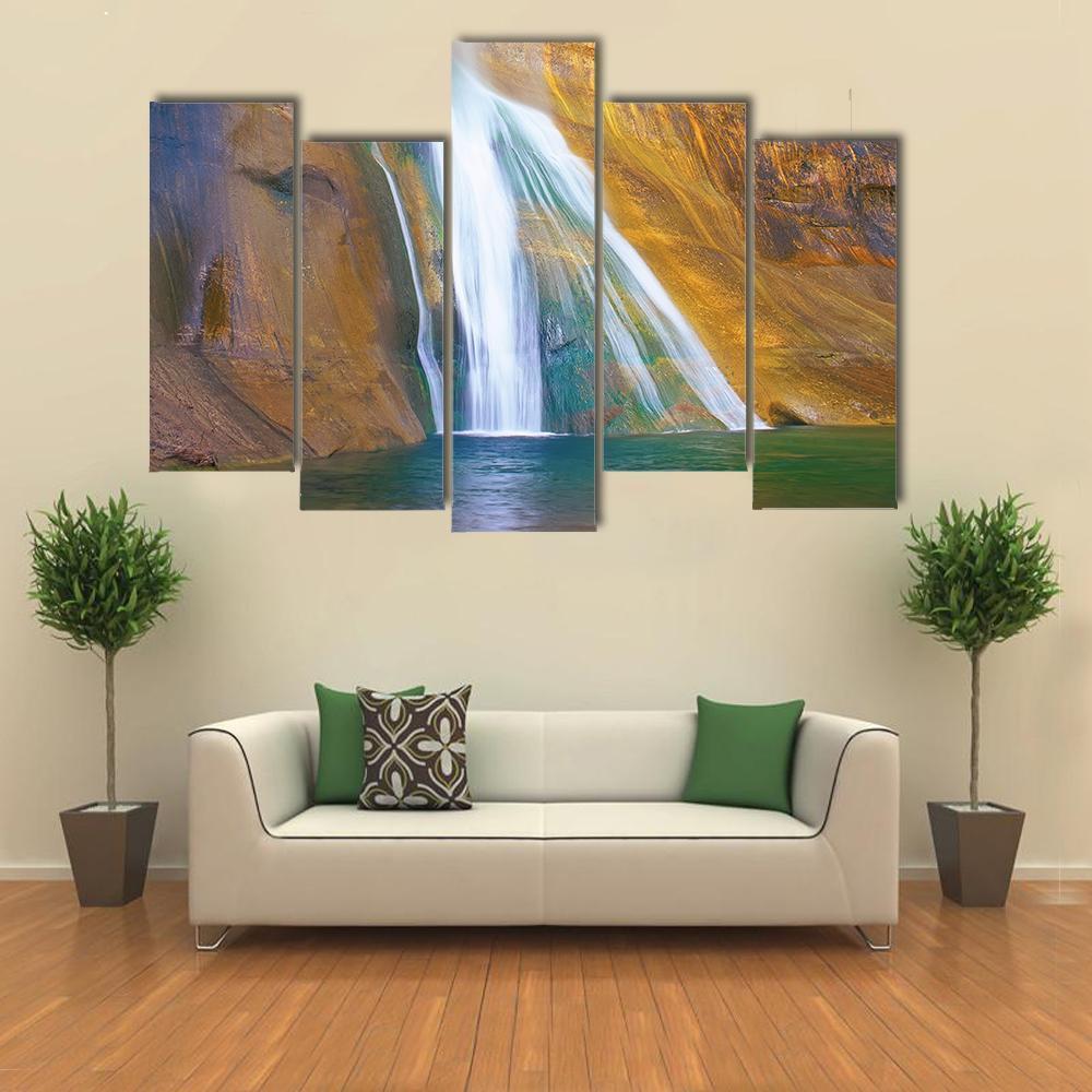 Lower Calf Creek Falls Canvas Wall Art-5 Pop-Gallery Wrap-47" x 32"-Tiaracle