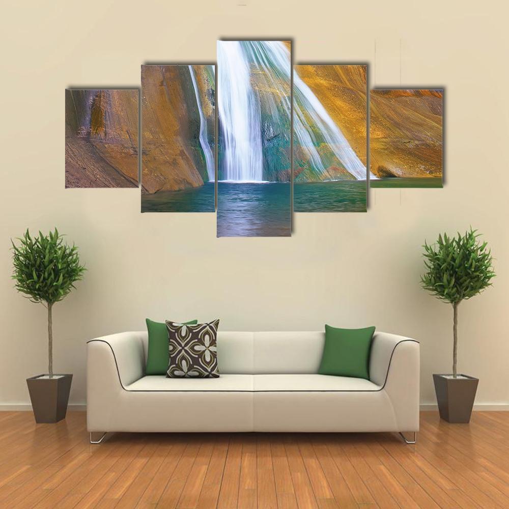 Lower Calf Creek Falls Canvas Wall Art-5 Star-Gallery Wrap-62" x 32"-Tiaracle