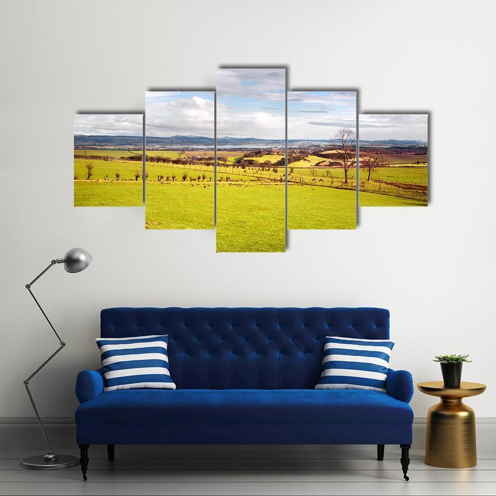 Scottish Countryside In West Lothian Canvas Wall Art-5 Star-Gallery Wrap-62" x 32"-Tiaracle