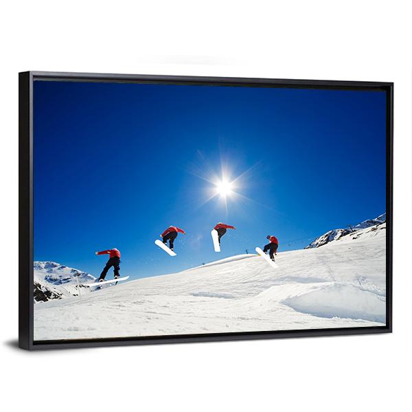 Sequence Shot Of Snowboarder Going Over Jump Canvas Wall Art-3 Horizontal-Gallery Wrap-25" x 16"-Tiaracle