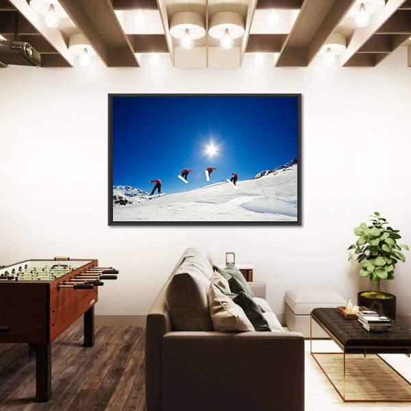 Sequence Shot Of Snowboarder Going Over Jump Canvas Wall Art-3 Horizontal-Gallery Wrap-25" x 16"-Tiaracle