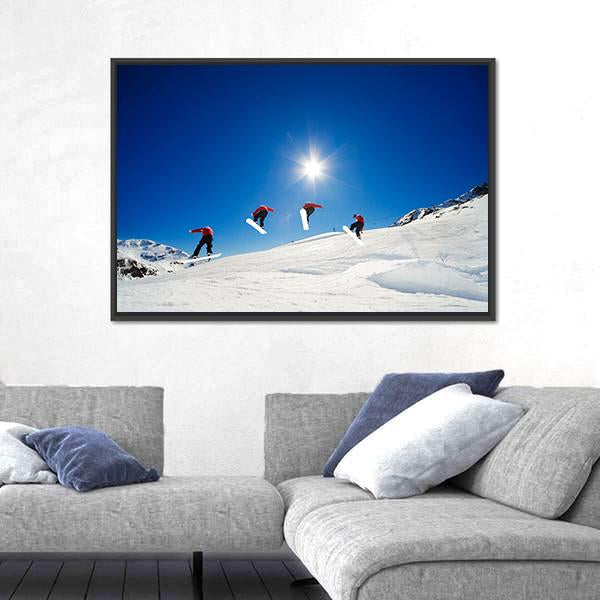 Sequence Shot Of Snowboarder Going Over Jump Canvas Wall Art-3 Horizontal-Gallery Wrap-25" x 16"-Tiaracle