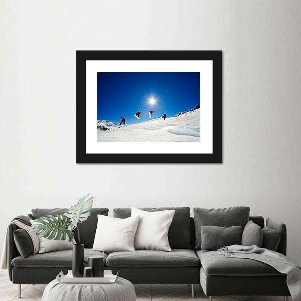 Sequence Shot Of Snowboarder Going Over Jump Canvas Wall Art-3 Horizontal-Gallery Wrap-25" x 16"-Tiaracle