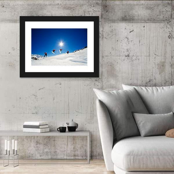 Sequence Shot Of Snowboarder Going Over Jump Canvas Wall Art-3 Horizontal-Gallery Wrap-25" x 16"-Tiaracle