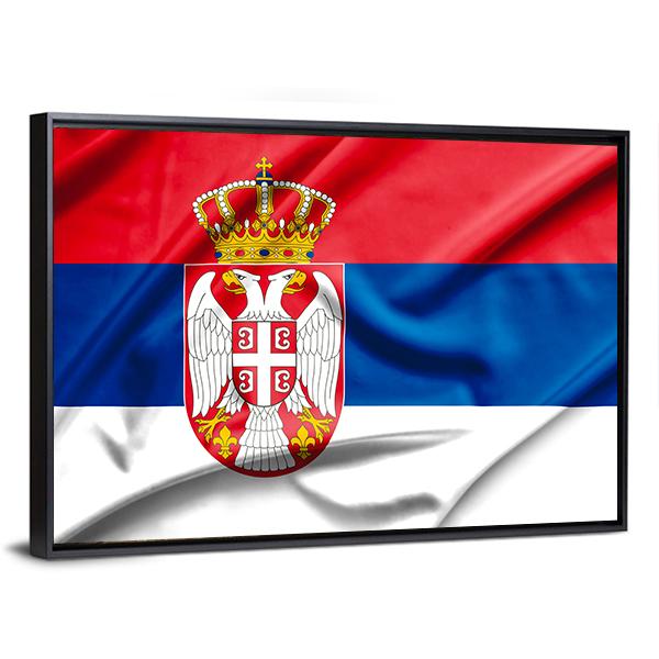 Serbia Flag Canvas Wall Art-3 Horizontal-Gallery Wrap-25" x 16"-Tiaracle