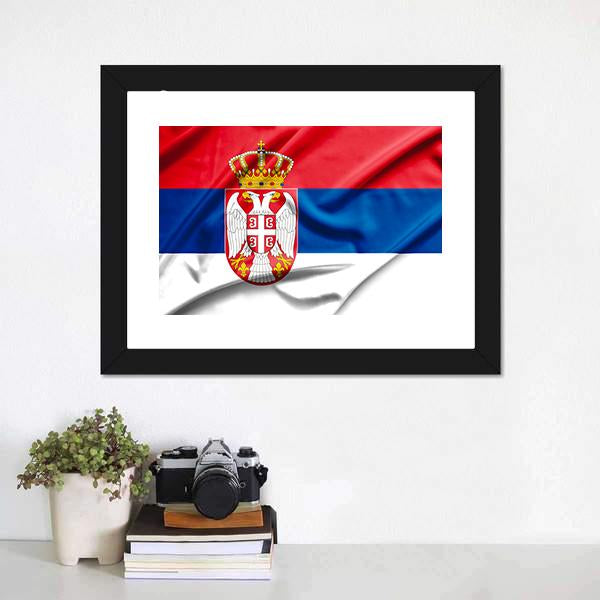 Serbia Flag Canvas Wall Art-1 Piece-Framed Print-20" x 16"-Tiaracle