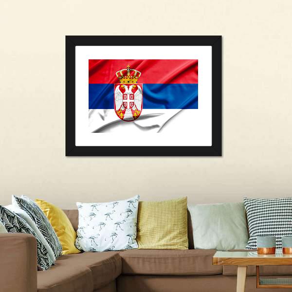 Serbia Flag Canvas Wall Art-3 Horizontal-Gallery Wrap-25" x 16"-Tiaracle