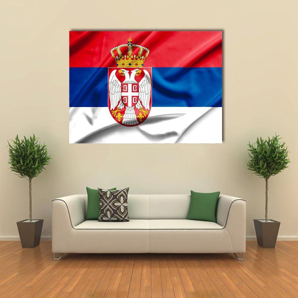 Serbia Flag Canvas Wall Art-1 Piece-Gallery Wrap-48" x 32"-Tiaracle