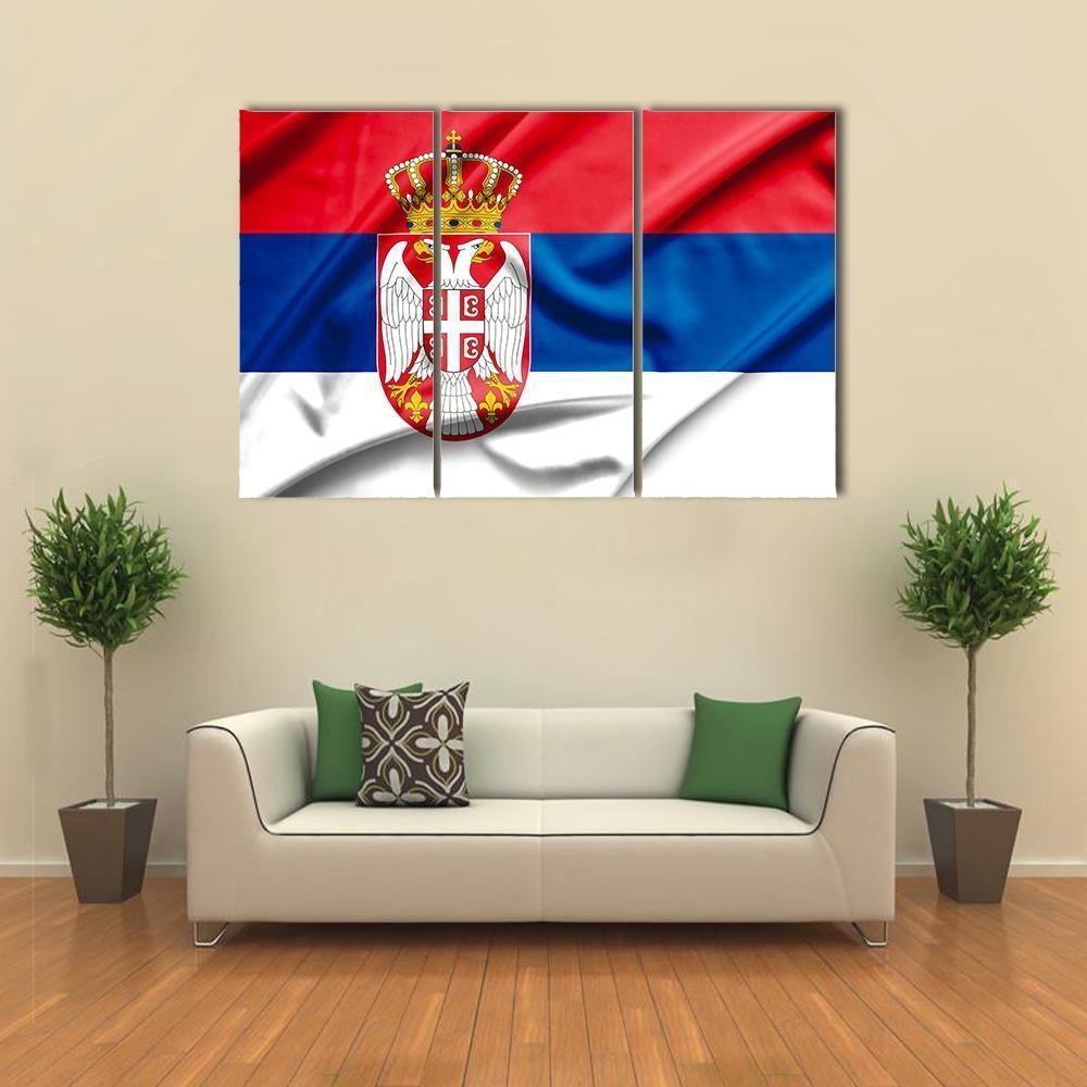 Serbia Flag Canvas Wall Art-3 Horizontal-Gallery Wrap-37" x 24"-Tiaracle