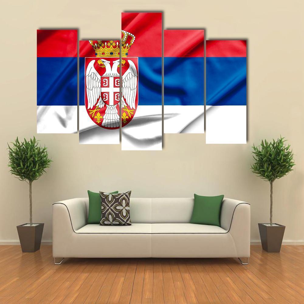 Serbia Flag Canvas Wall Art-5 Pop-Gallery Wrap-47" x 32"-Tiaracle