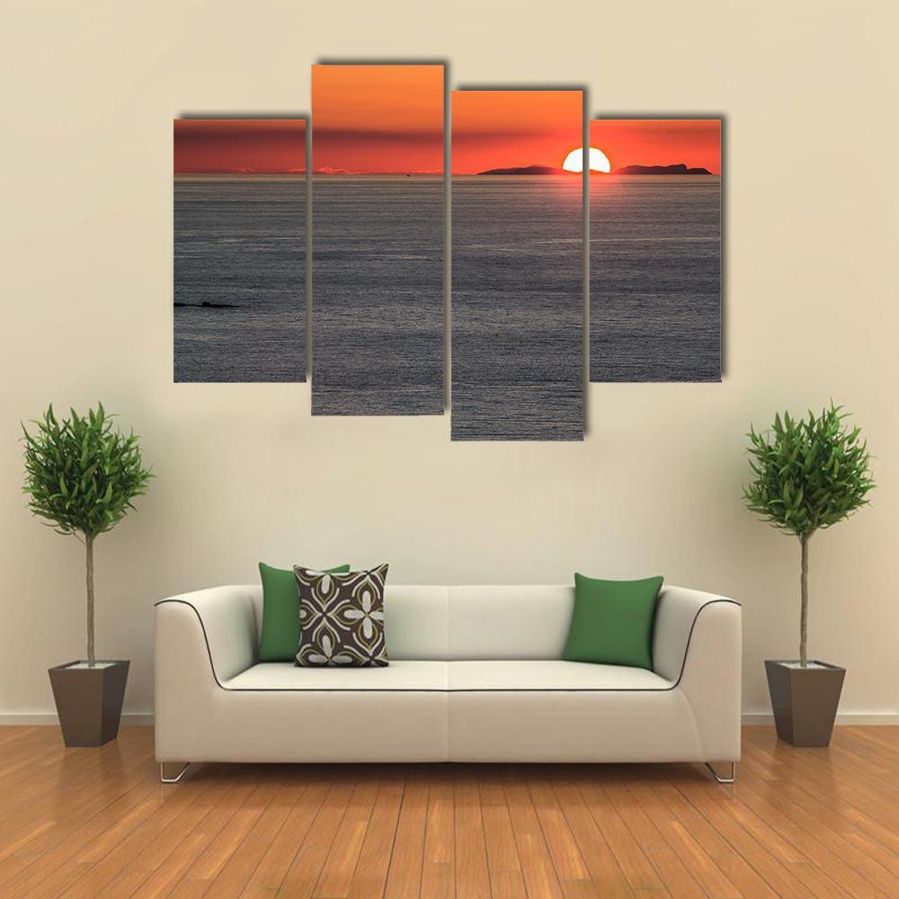 Setting Sun Over Summer Isles Canvas Wall Art-4 Pop-Gallery Wrap-50" x 32"-Tiaracle