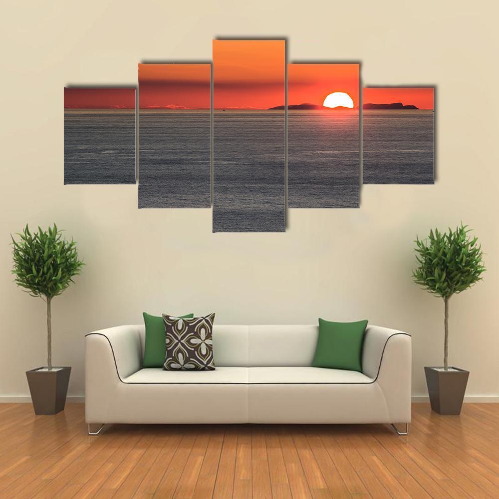 Setting Sun Over Summer Isles Canvas Wall Art-5 Star-Gallery Wrap-62" x 32"-Tiaracle