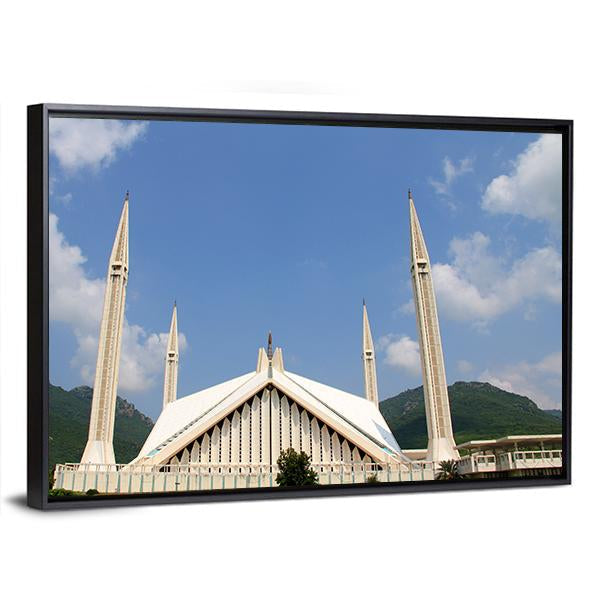 Shah Faisal Mosque In Islamabad Canvas Wall Art-3 Horizontal-Gallery Wrap-25" x 16"-Tiaracle