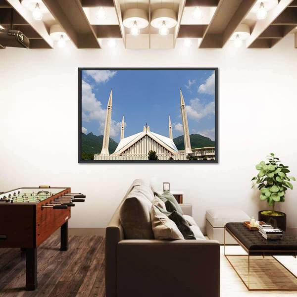 Shah Faisal Mosque In Islamabad Canvas Wall Art-3 Horizontal-Gallery Wrap-25" x 16"-Tiaracle