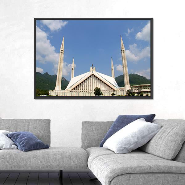 Shah Faisal Mosque In Islamabad Canvas Wall Art-3 Horizontal-Gallery Wrap-25" x 16"-Tiaracle