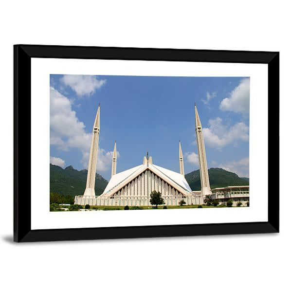 Shah Faisal Mosque In Islamabad Canvas Wall Art-3 Horizontal-Gallery Wrap-25" x 16"-Tiaracle