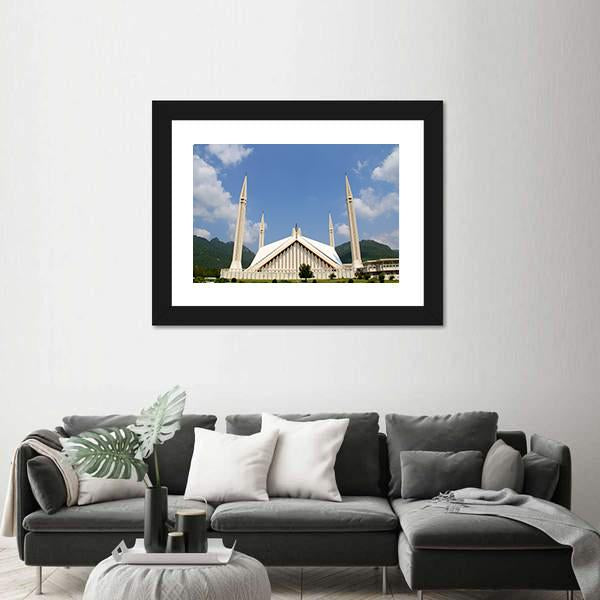 Shah Faisal Mosque In Islamabad Canvas Wall Art-3 Horizontal-Gallery Wrap-25" x 16"-Tiaracle