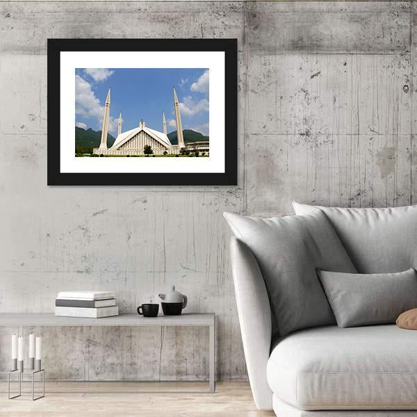 Shah Faisal Mosque In Islamabad Canvas Wall Art-3 Horizontal-Gallery Wrap-25" x 16"-Tiaracle