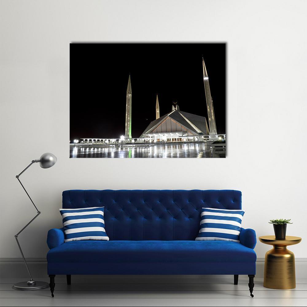 Shah Faisal Mosque Pakistan Canvas Wall Art-1 Piece-Gallery Wrap-48" x 32"-Tiaracle