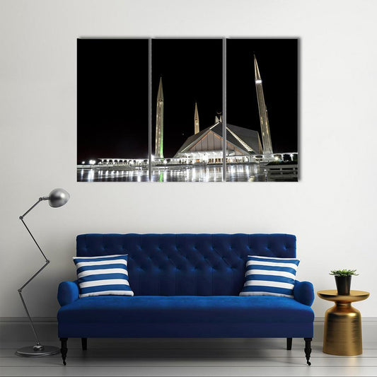 Shah Faisal Mosque Pakistan Canvas Wall Art-3 Horizontal-Gallery Wrap-37" x 24"-Tiaracle