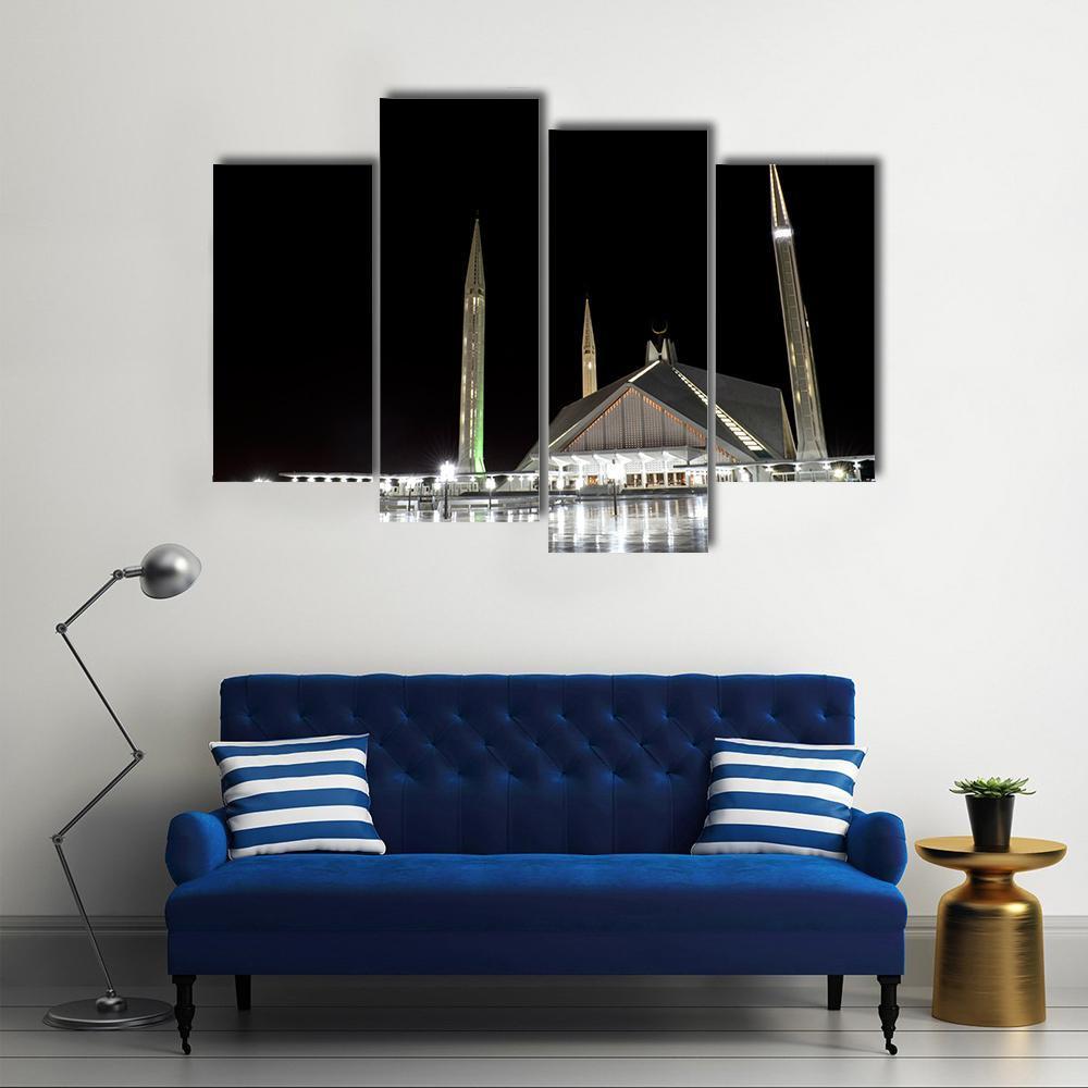 Shah Faisal Mosque Pakistan Canvas Wall Art-4 Pop-Gallery Wrap-50" x 32"-Tiaracle