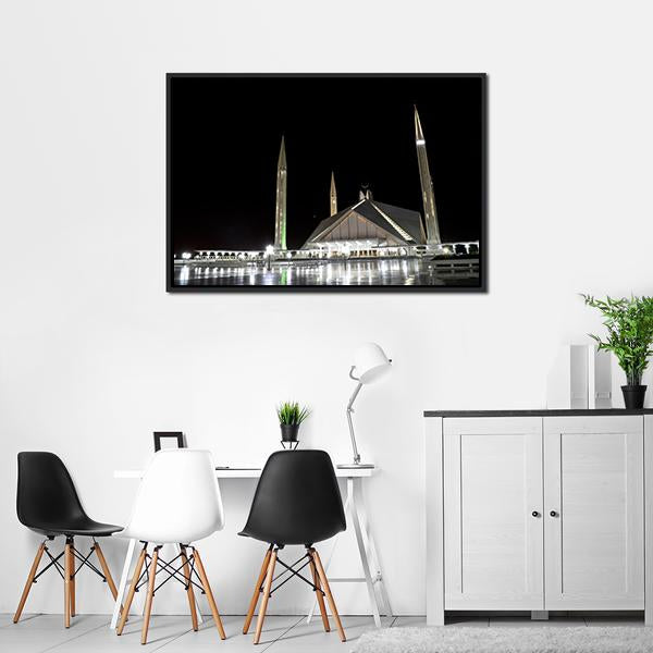 Shah Faisal Mosque Pakistan Canvas Wall Art-3 Horizontal-Gallery Wrap-25" x 16"-Tiaracle