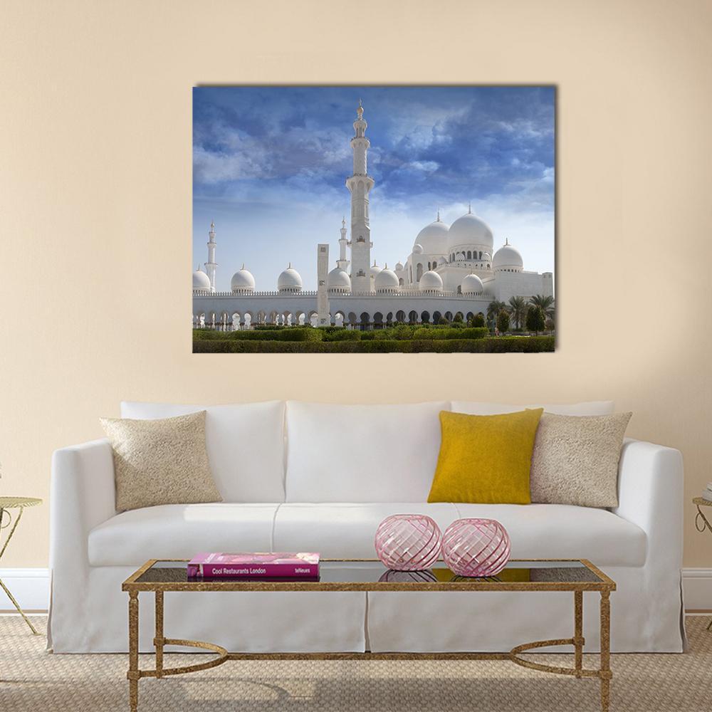 Sheikh Zayed Mosque In Abu Dhabi Canvas Wall Art-1 Piece-Gallery Wrap-48" x 32"-Tiaracle