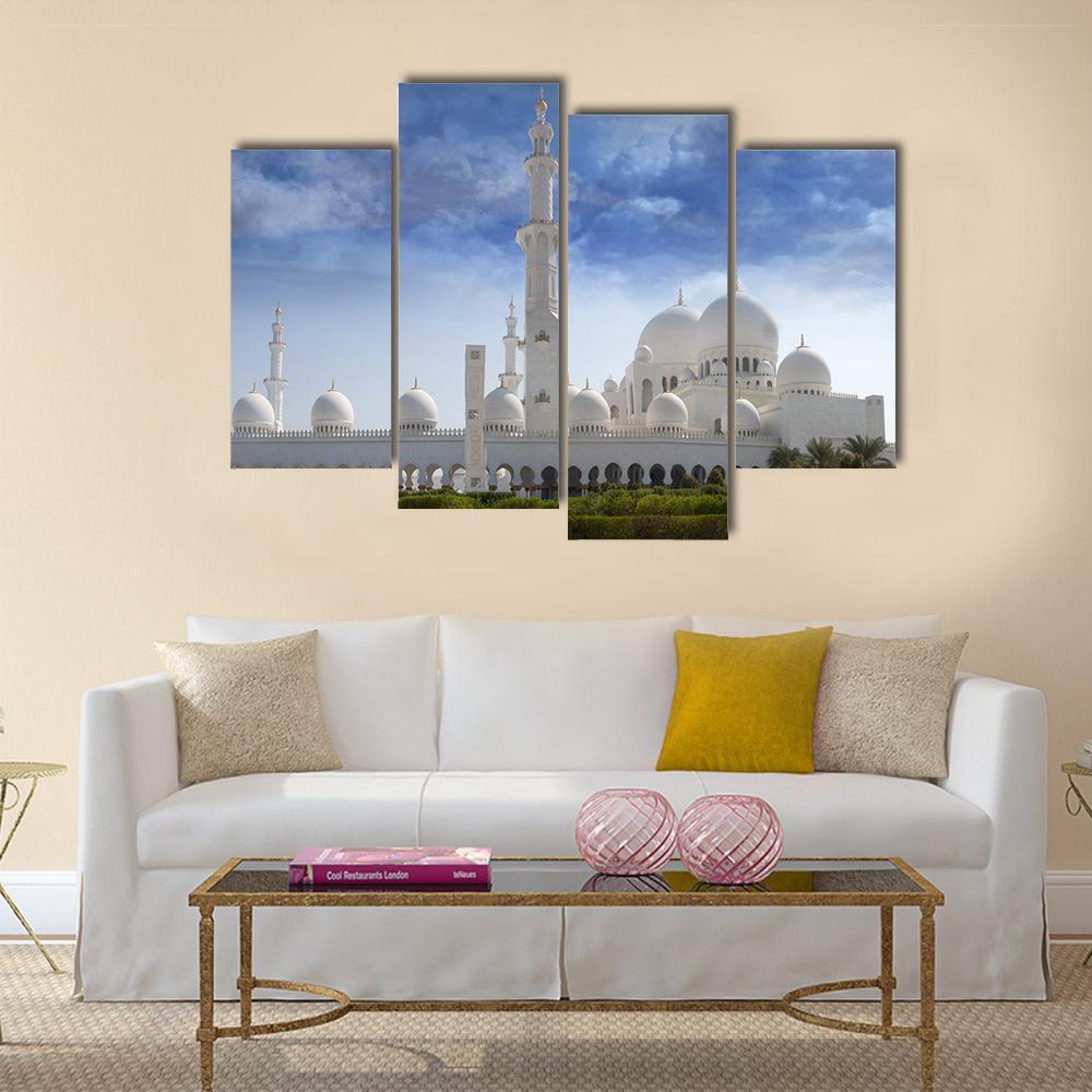 Sheikh Zayed Mosque In Abu Dhabi Canvas Wall Art-4 Pop-Gallery Wrap-50" x 32"-Tiaracle