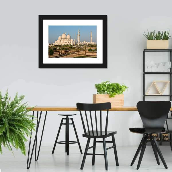 Sheikh Zayed White Mosque Canvas Wall Art-3 Horizontal-Gallery Wrap-25" x 16"-Tiaracle