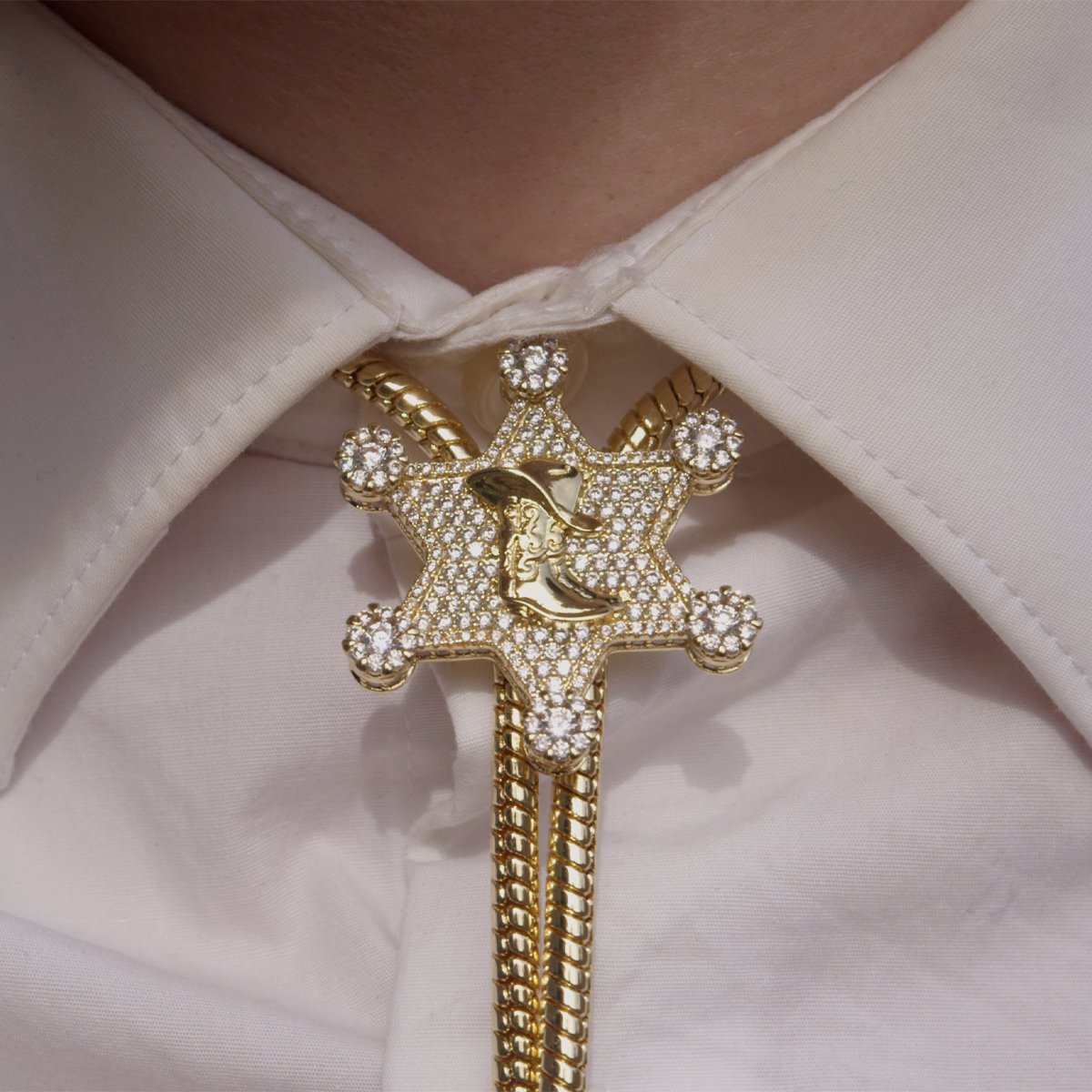 Sheriff's Badge Bolo Tie Necklace