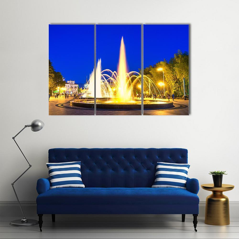 Dancing Fountains In Batumi Boulevard Canvas Wall Art-3 Horizontal-Gallery Wrap-37" x 24"-Tiaracle