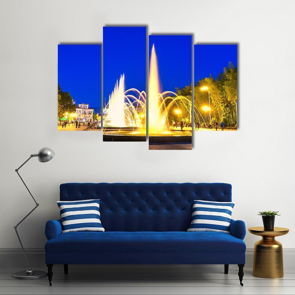 Dancing Fountains In Batumi Boulevard Canvas Wall Art-4 Pop-Gallery Wrap-50" x 32"-Tiaracle