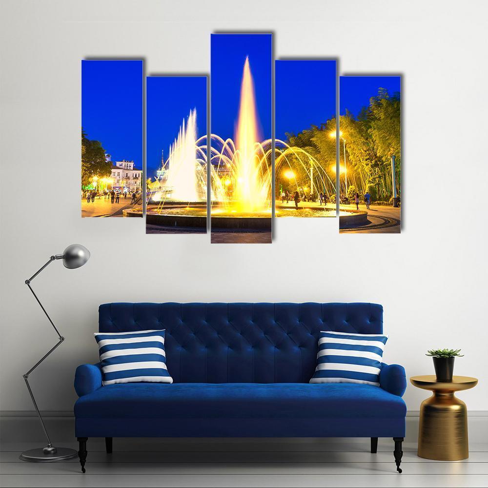 Dancing Fountains In Batumi Boulevard Canvas Wall Art-5 Pop-Gallery Wrap-47" x 32"-Tiaracle