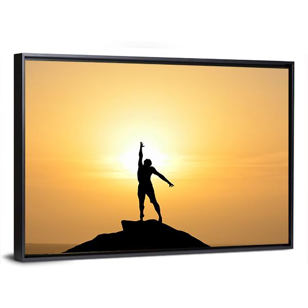 Silhouette Of A Businessman Canvas Wall Art-3 Horizontal-Gallery Wrap-25" x 16"-Tiaracle