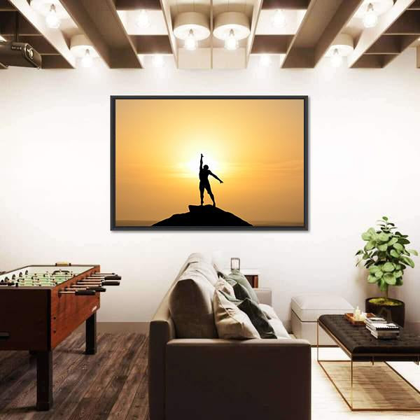 Silhouette Of A Businessman Canvas Wall Art-3 Horizontal-Gallery Wrap-25" x 16"-Tiaracle