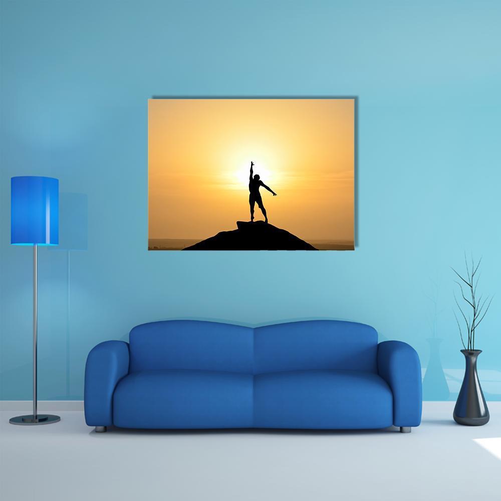 Silhouette Of A Businessman Canvas Wall Art-1 Piece-Gallery Wrap-48" x 32"-Tiaracle