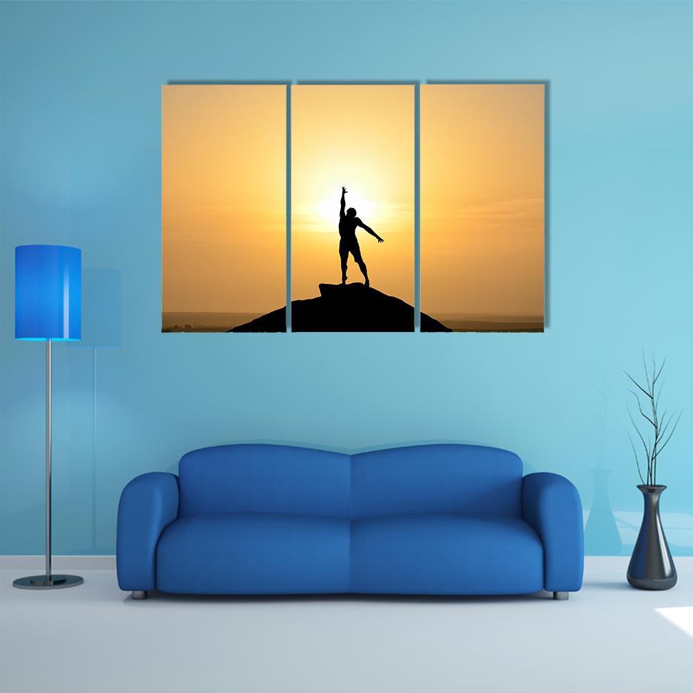 Silhouette Of A Businessman Canvas Wall Art-3 Horizontal-Gallery Wrap-37" x 24"-Tiaracle