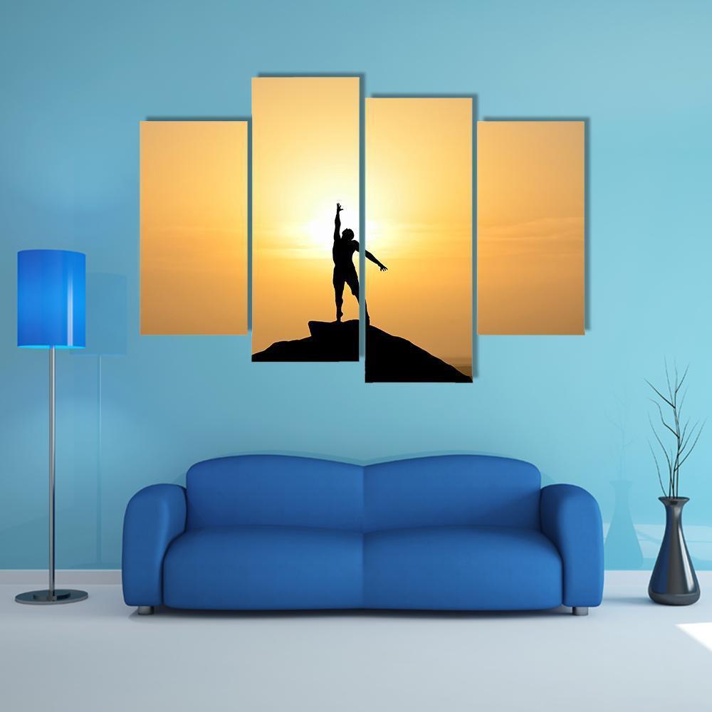 Silhouette Of A Businessman Canvas Wall Art-4 Pop-Gallery Wrap-50" x 32"-Tiaracle