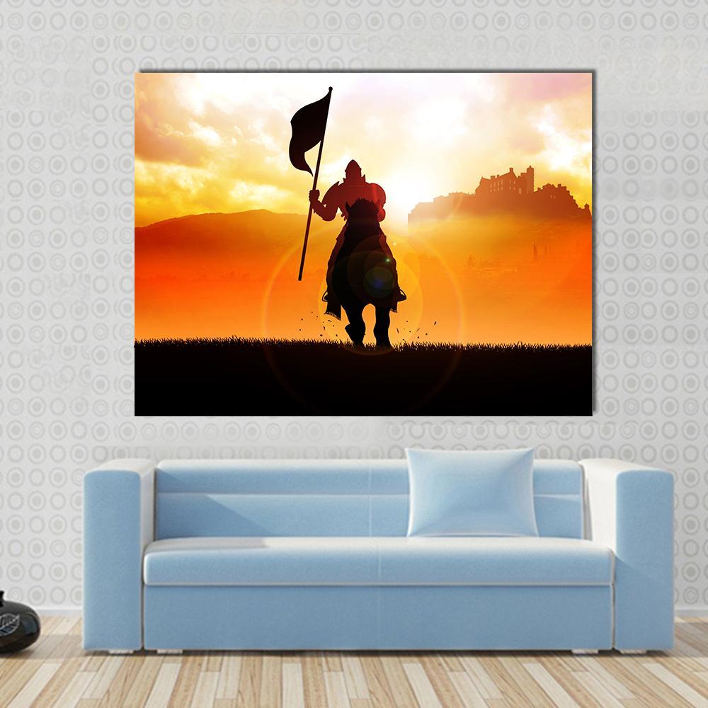 Medieval Knight On Horse Canvas Wall Art-1 Piece-Gallery Wrap-48" x 32"-Tiaracle