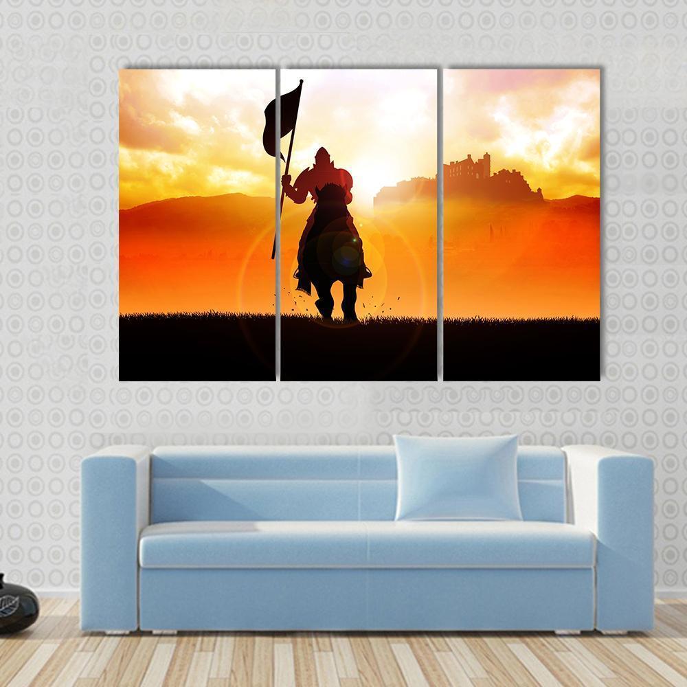 Medieval Knight On Horse Canvas Wall Art-3 Horizontal-Gallery Wrap-37" x 24"-Tiaracle