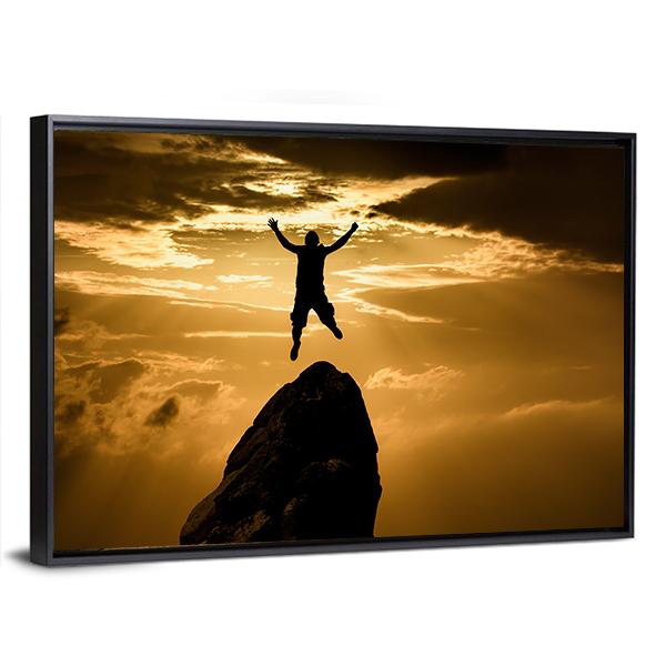 Silhouette Of Success Canvas Wall Art-3 Horizontal-Gallery Wrap-25" x 16"-Tiaracle