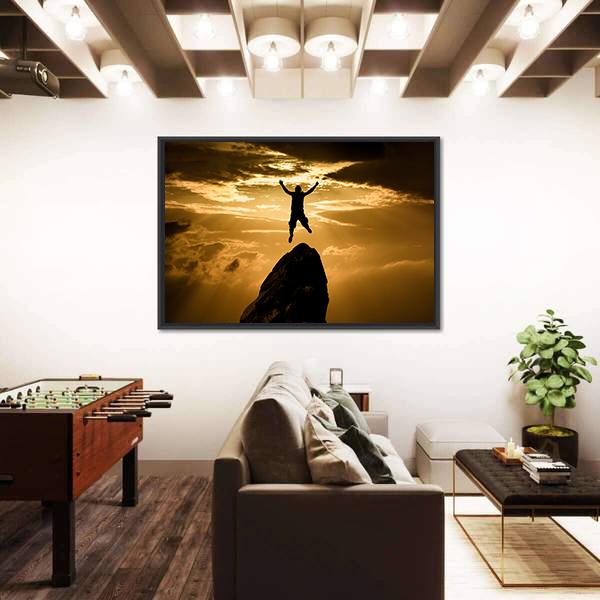 Silhouette Of Success Canvas Wall Art-3 Horizontal-Gallery Wrap-25" x 16"-Tiaracle