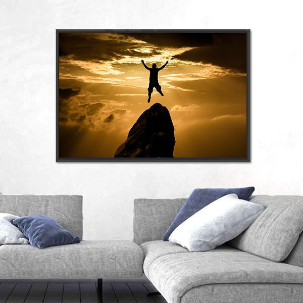 Silhouette Of Success Canvas Wall Art-3 Horizontal-Gallery Wrap-25" x 16"-Tiaracle